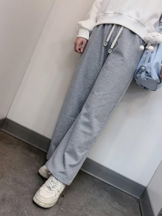 鬆緊腰直筒休閒棉褲