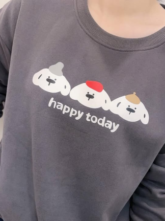 Happy Today 萌狗刷毛大學T