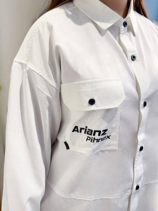 工裝風多口袋落肩襯衫