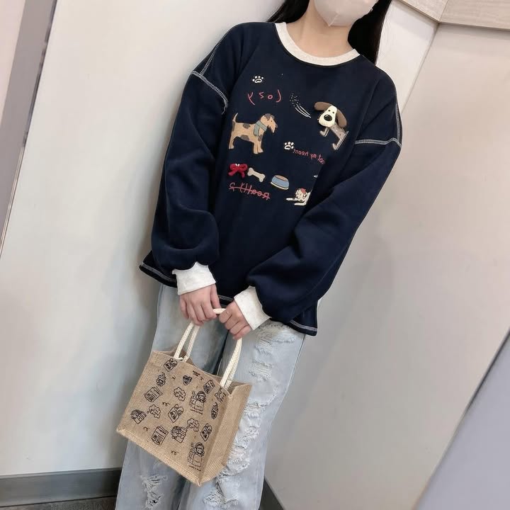 可愛滿版麻布手提袋 - Image 7