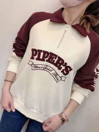 PIPER’S 撞色半拉鍊翻領上衣