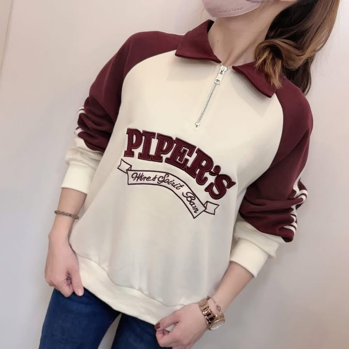 PIPER’S 撞色半拉鍊翻領上衣
