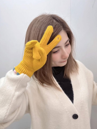 糖果色滾邊+暖暖針織 手套