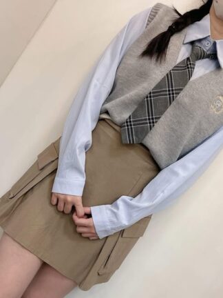 學院氣質．襯衫背心三件組