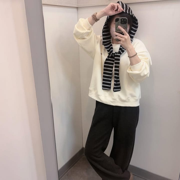 學院風條紋圍巾短版上衣(附披肩):圖片 2