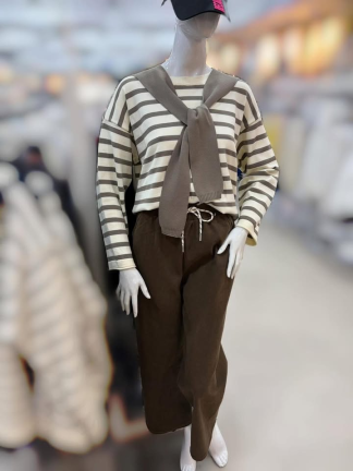 寬版褲型 羅紋材質寬褲