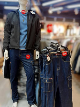 經典款側邊貼袋牛仔工作褲