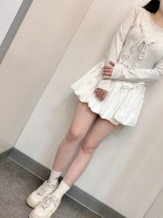 雙層綁帶澎澎短裙（內附安全褲）