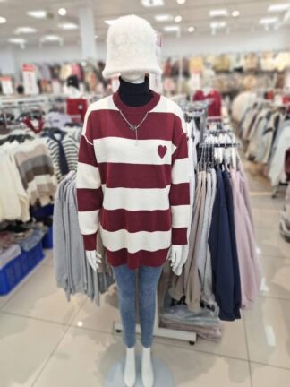 愛心條紋針織上衣.溫柔顯瘦款