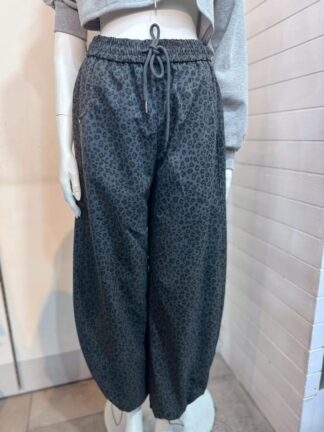 慵懶豹紋束口顯瘦長褲