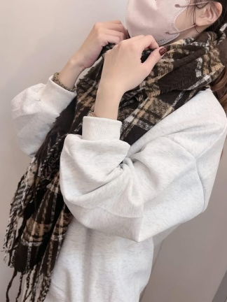 🧣 復古格紋流蘇圍巾