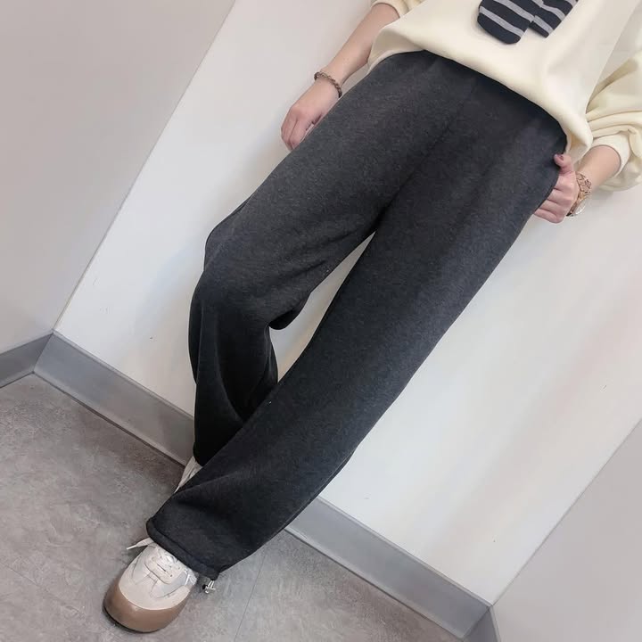 內刷毛抽繩直筒休閒褲
