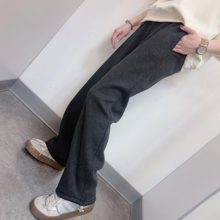內刷毛抽繩直筒休閒褲:圖片 4
