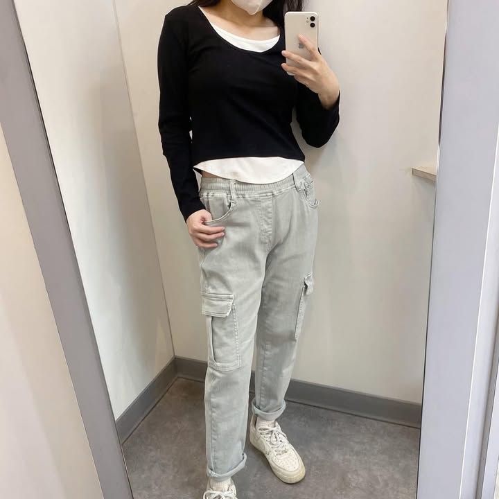 鬆緊腰工作風口袋長褲 - Image 6