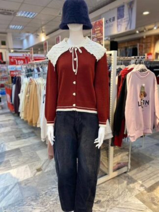 復古蕾絲披肩領針織上衣.溫柔顯瘦款