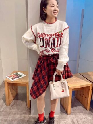 不規則格紋短裙