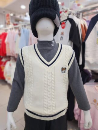 小熊學院風童針織背心