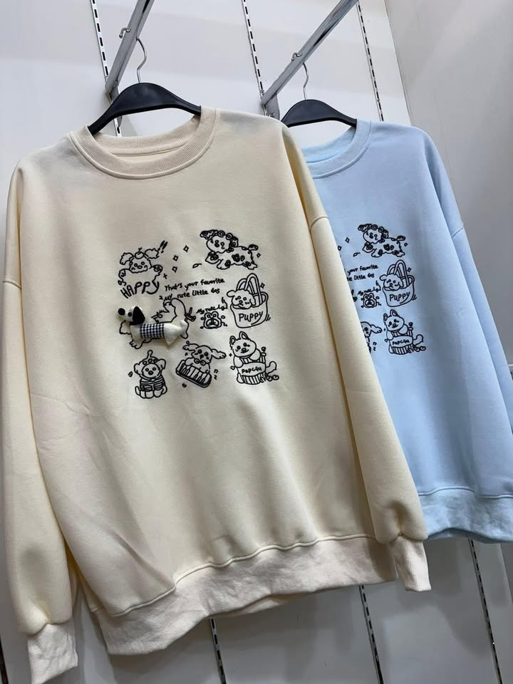 可愛小狗刺繡大學T🤍:圖片 6