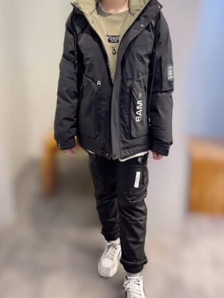 機能風連帽鋪棉外套