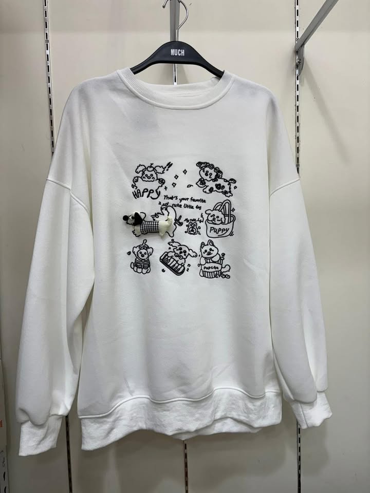 可愛小狗刺繡大學T🤍:圖片 4