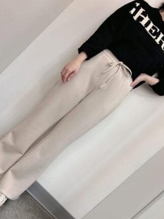 慵懶垂墜．綁帶直筒長褲