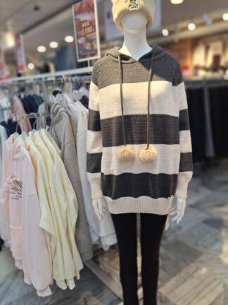 溫柔系條紋連帽針織毛衣