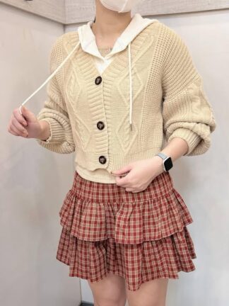 🖤 格紋層次蛋糕短裙