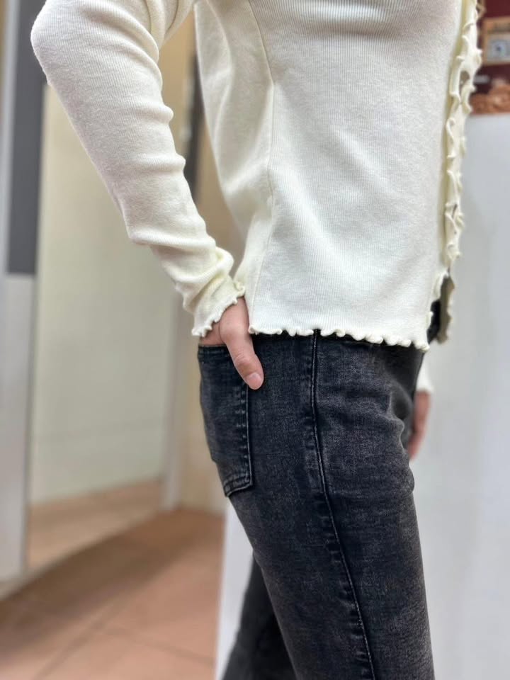 🖤 |鬆緊腰微喇叭牛仔褲:圖片 5