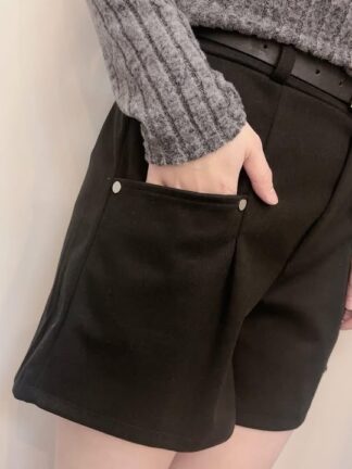 質感挺版高腰短褲（附皮帶）