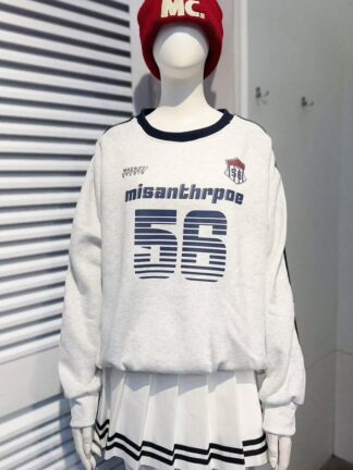 漸層字母印花拼色大學T