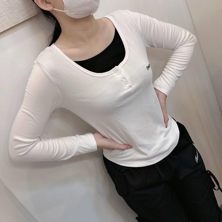 🖤 假兩件修身長袖上衣:圖片 9