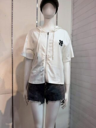 都會率性短袖連帽拉鍊上衣