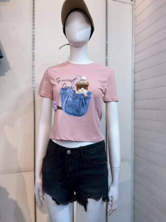 Special Topic 口袋貓咪插畫短版上衣