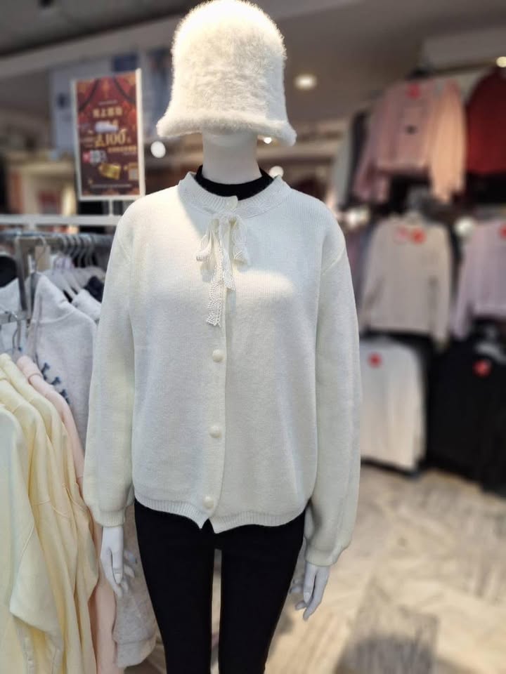 🌼 氣質蕾絲綁結針織外套 🌼