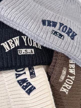 NEW YORK 字母針織毛帽