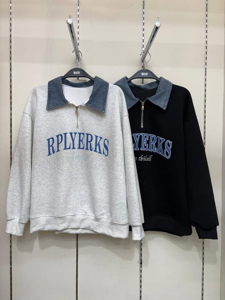 學院感牛仔拼接拉鍊上衣:圖片 9