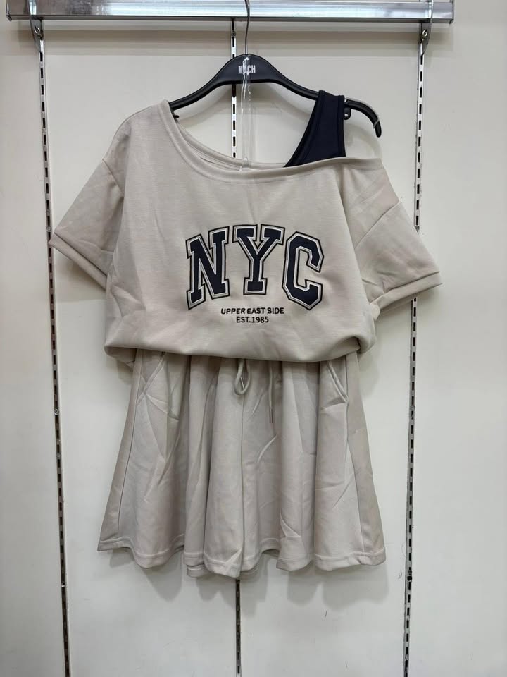 NYC 休閒字母上衣+抽繩裙套裝 🌸:圖片 7