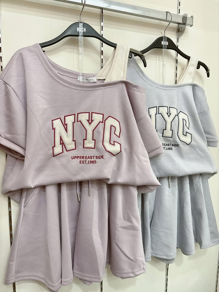 NYC 休閒字母上衣+抽繩裙套裝 🌸:圖片 11