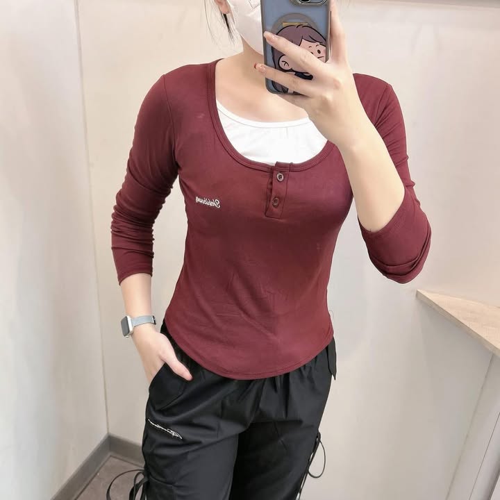 🖤 假兩件修身長袖上衣:圖片 5