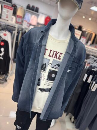 中大尺碼・工裝感牛仔襯衫外套