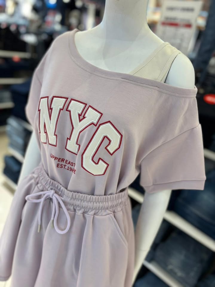 NYC 休閒字母上衣+抽繩裙套裝 🌸:圖片 12