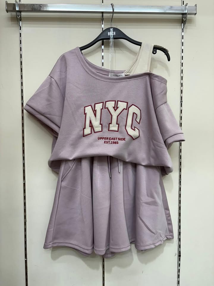 NYC 休閒字母上衣+抽繩裙套裝 🌸:圖片 4