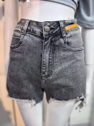 率性刷色抽鬚牛仔短褲