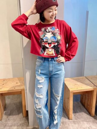 美式塗鴉短版上衣