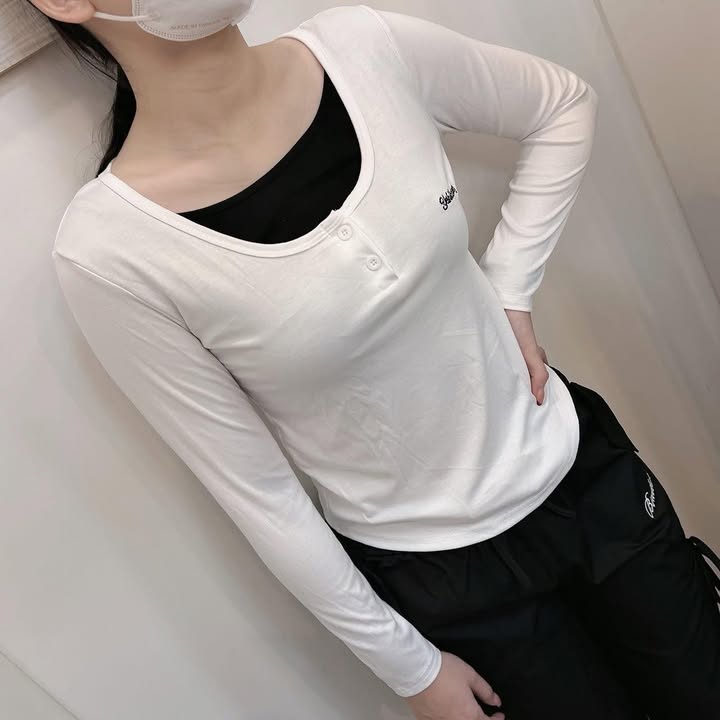 🖤 假兩件修身長袖上衣:圖片 12