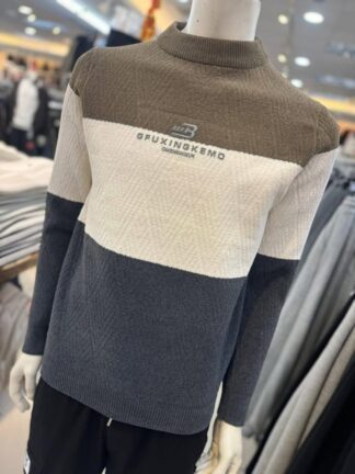 寒流發威・拼色針織上衣