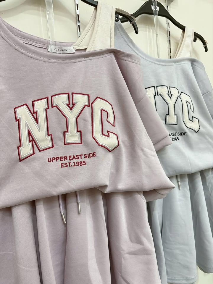 NYC 休閒字母上衣+抽繩裙套裝 🌸:圖片 3