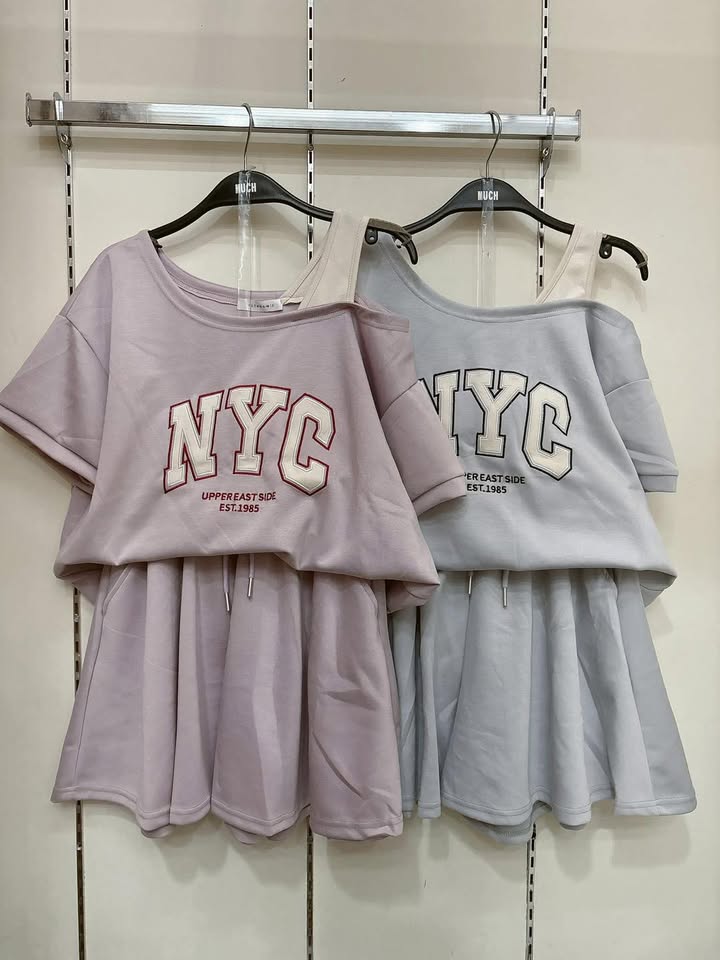 NYC 休閒字母上衣+抽繩裙套裝 🌸:圖片 9