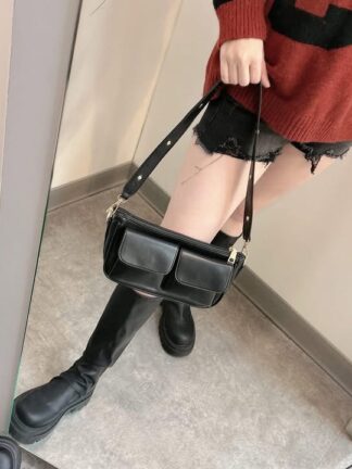 質感雙口袋．斜背包