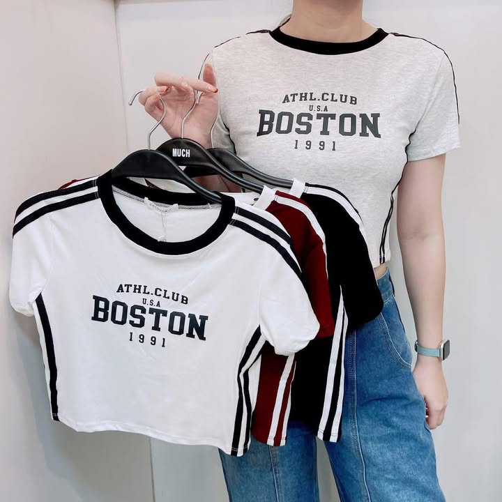 美式學院風短版上衣(Boston短版T)